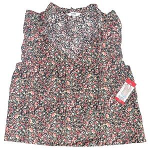 BB Dakota Steve Madden Multicolored Floral Sleeveless V-Neck Ruffled Blouse XL